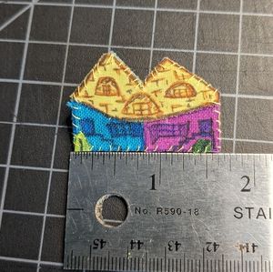 Small Pink and Blue Town House Art Pin